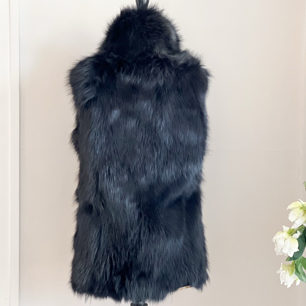 SAM. New York Black Fox Fur Vest Coat Size M/L - Picture 6 of 9